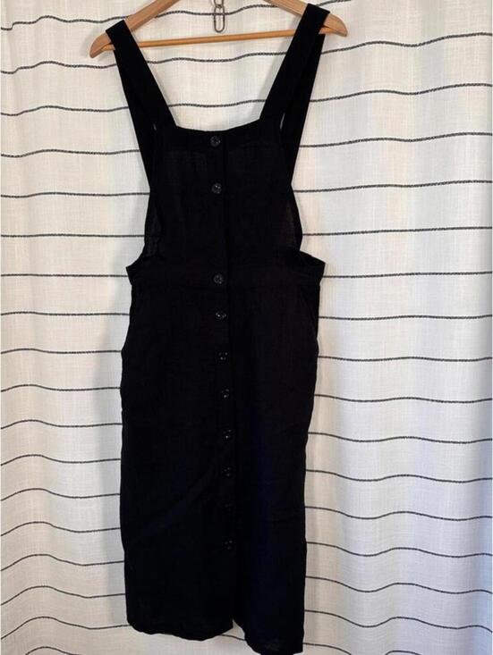 Goldie Dresses & Skirts - Goldie Black Button-Front Pinafore Dress Size M Minimalist